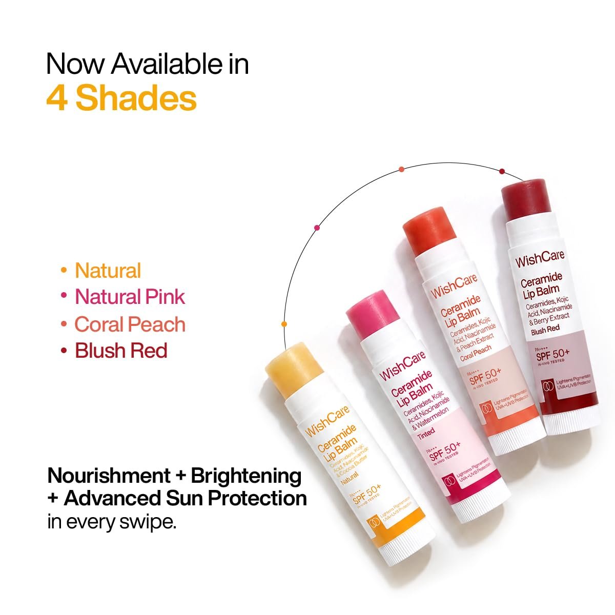 WishCare Ceramide Lip Balm SPF 50 PA++++ | Brightening Lip Balm for Dark Lips | In-Vivo Tested | Kojic Acid & Niacinamide | Natural & Untinted | For Women & Men | 5g thumbnail