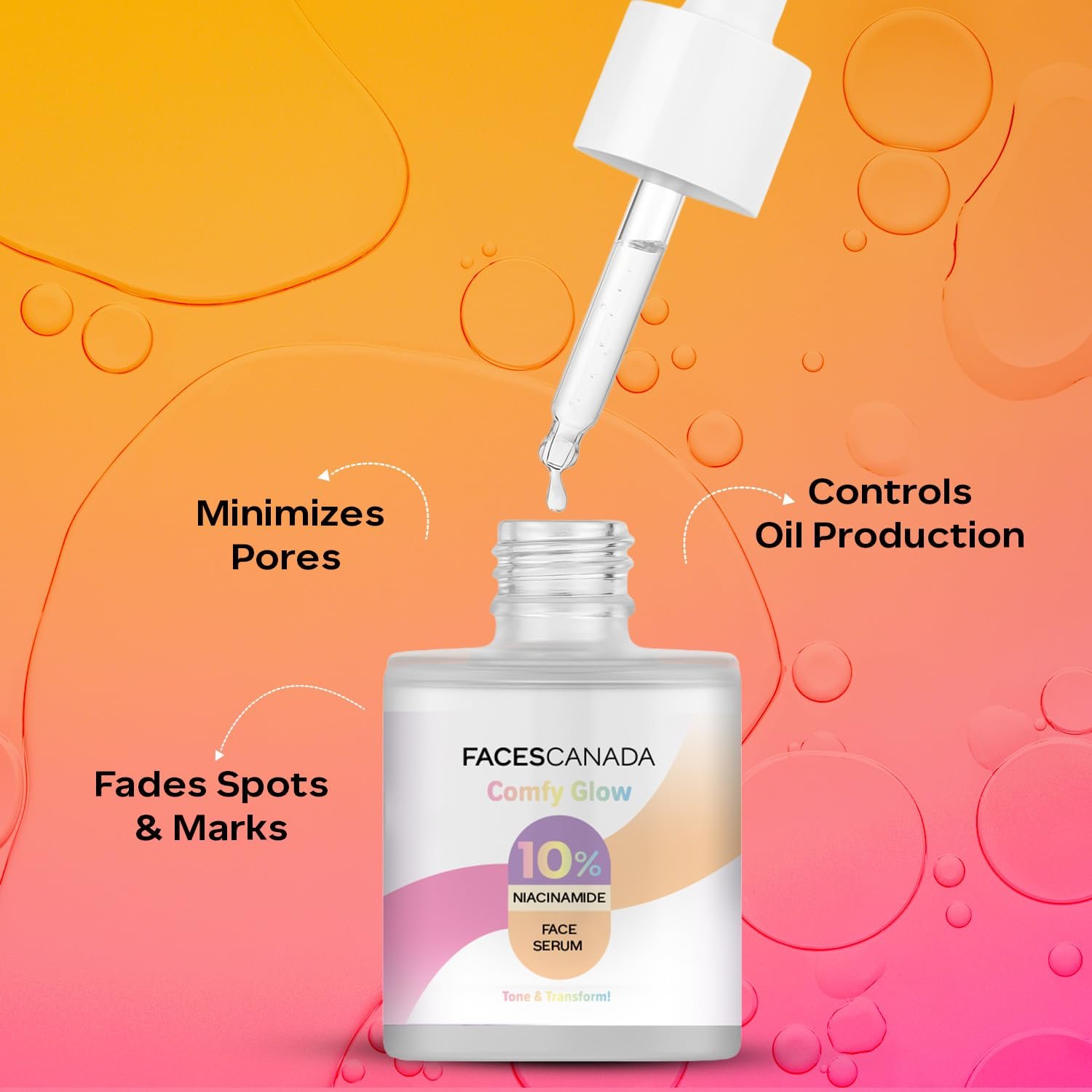 FACES CANADA Comfy Glow 10% Niacinamide Face Serum - 15ml | Controls Oil | Lightweight | Water Based Formula thumbnail