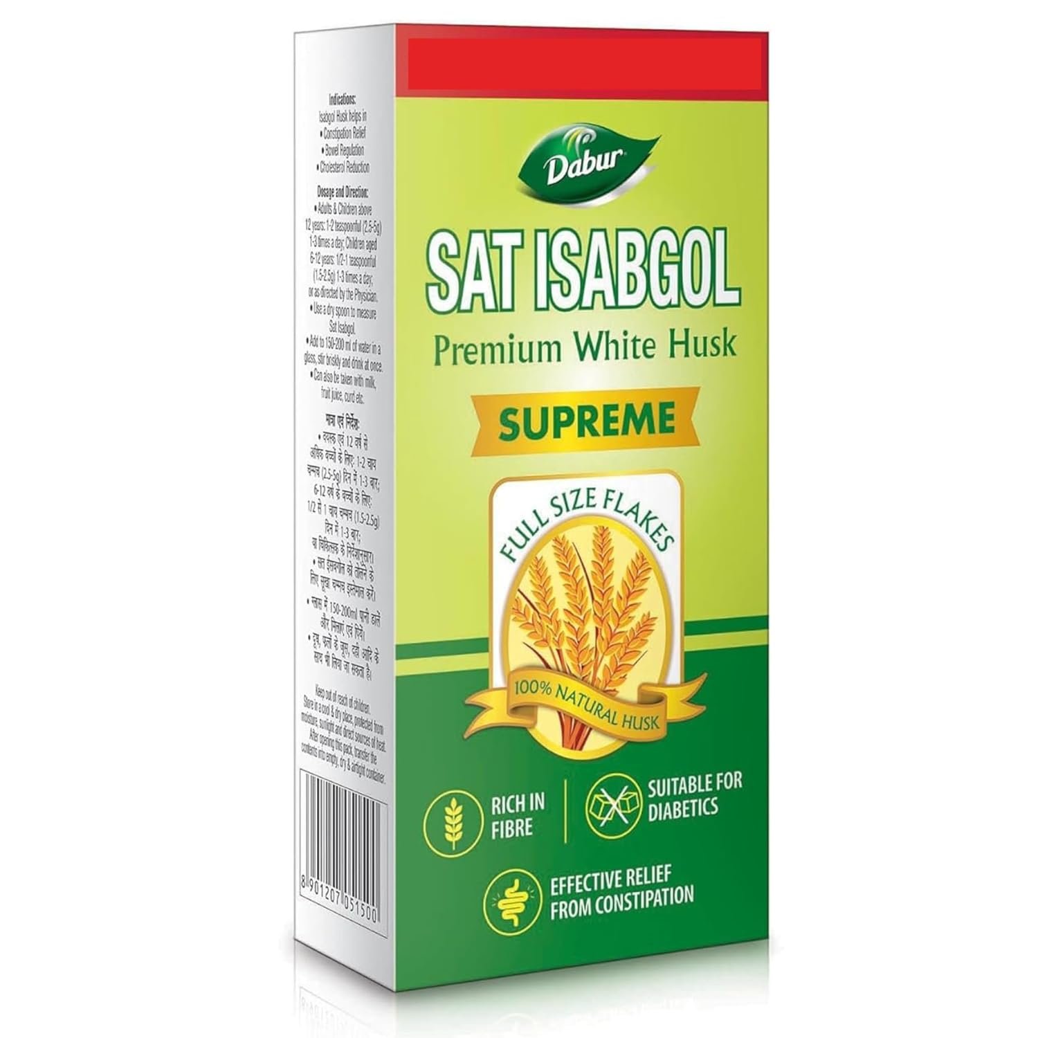 Dabur Sat Isabgol (Psyllium Husk) - 180g | Rich in Fiber | Provides Effective Relief from Constipation & Bloating | Promotes Bowel Health | Non-Habit Forming | 100% Ayurvedic