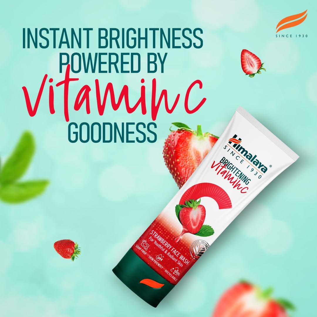 Himalaya Brightening Vitamin C Strawberry Face Wash | Vitamin C, Niacinamide & Strawberry | Brightness for Youthful Radiant Skin | 100ml thumbnail