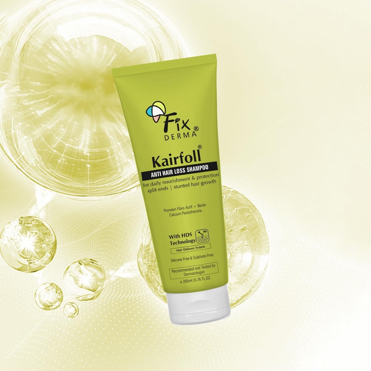 Fixderma Kairfoll Anti Hairloss Shampoo for Hair Fall Control | Anti-Dandruff Shampoo for Women & Men - 200 ml thumbnail