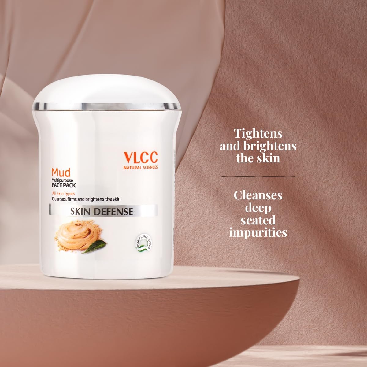 VLCC Skin Defense Mud Face Pack - 70g | Healing & Rejuvenating Mask | Helps Cleanse, Firm & Brighten Skin with Kaolin Clay, Almond & Mint Oil thumbnail