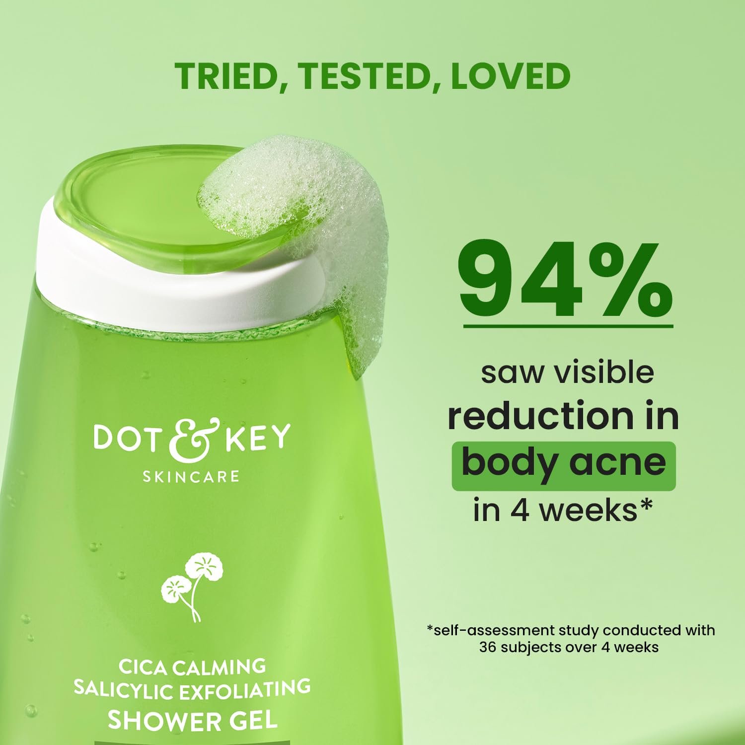 Dot & Key Cica & 1% Salicylic Daily Exfoliating Shower Gel | Niacinamide Infused | Body Wash for Oil & Acne Control | Reduces Body Acne & Smoothes Irritation 250ml thumbnail