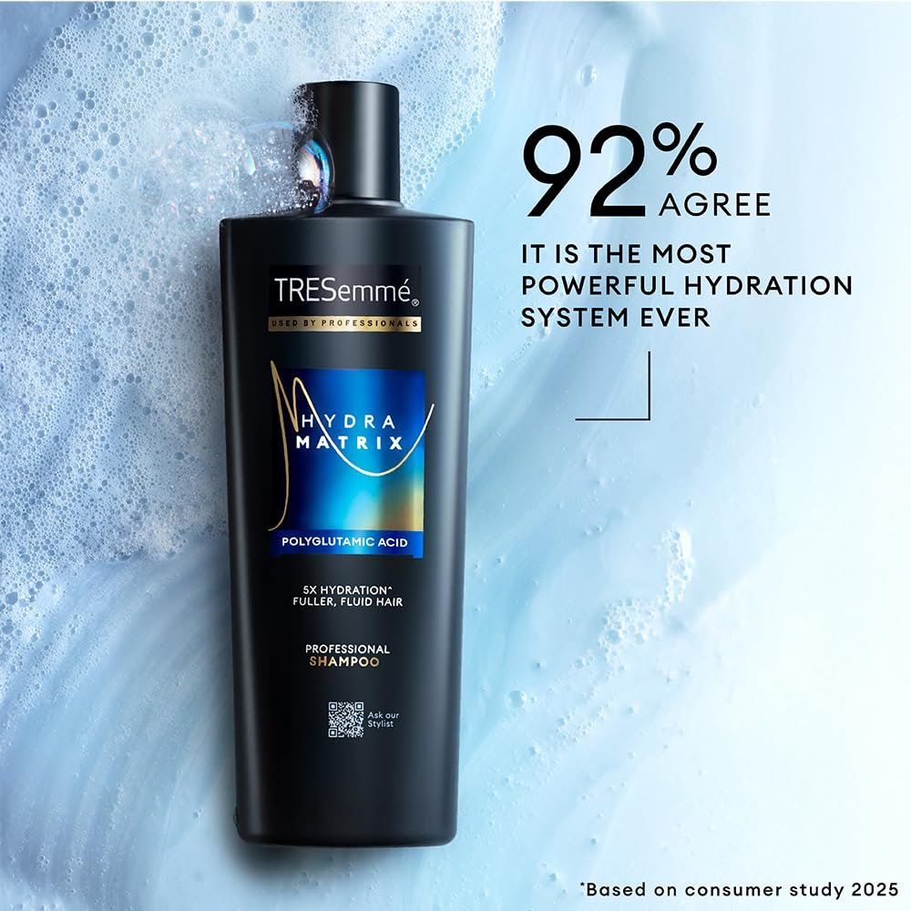 TRESemme Hydra Matrix Hydrating Shampoo 340ml with Polyglutamic Acid for 100H of Fluid Hair | Paraben Free Shampoo for Dry Hair & Scalp | Hard Water Detox thumbnail