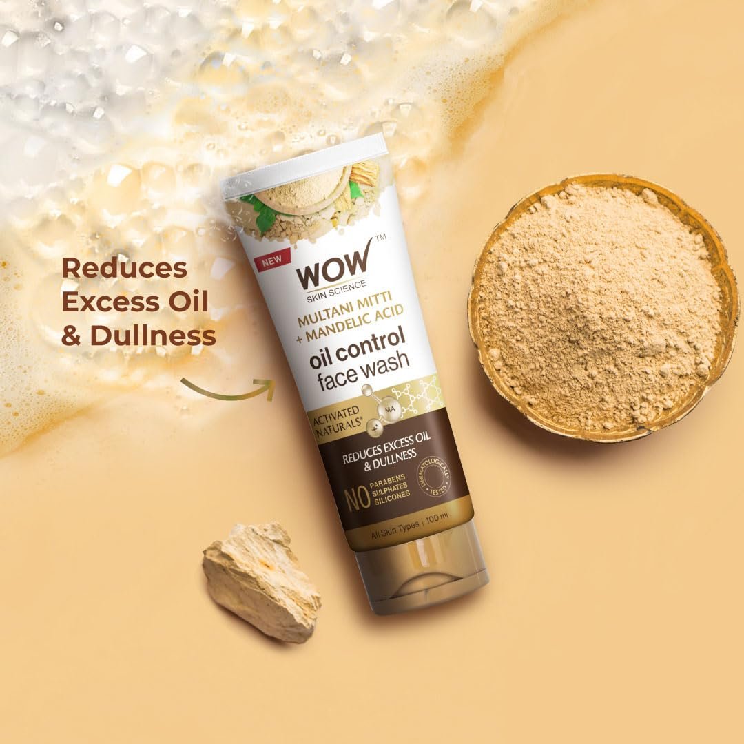 WOW Skin Science Purifying Multani Mitti Face Wash for All Skin Types | Controls Excess Oil | Brightens & Purifies Skin | Face Wash for Women & Men | Paraben Free | 100 ml thumbnail