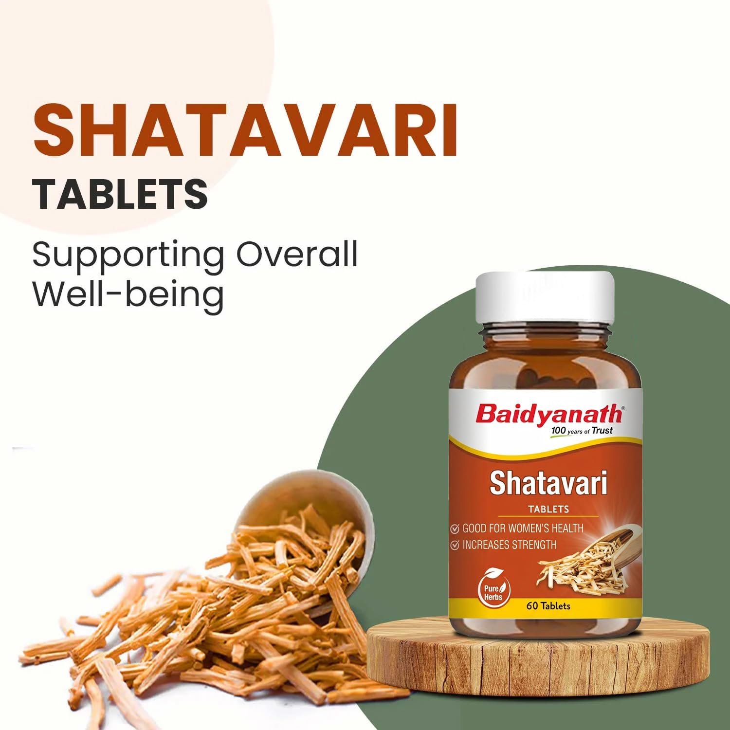 Baidyanath Ayurved Shatavari Tablets - 60 Tabs | Hormonal Balance and Wellness Support for Women thumbnail