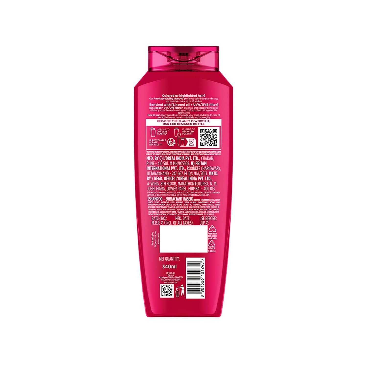 L'Oréal Paris Shampoo, Vibrant & Revived Colour, For Colour-treated Hair, Protects from UVA & UVB, Colour Protect, 340 ml thumbnail