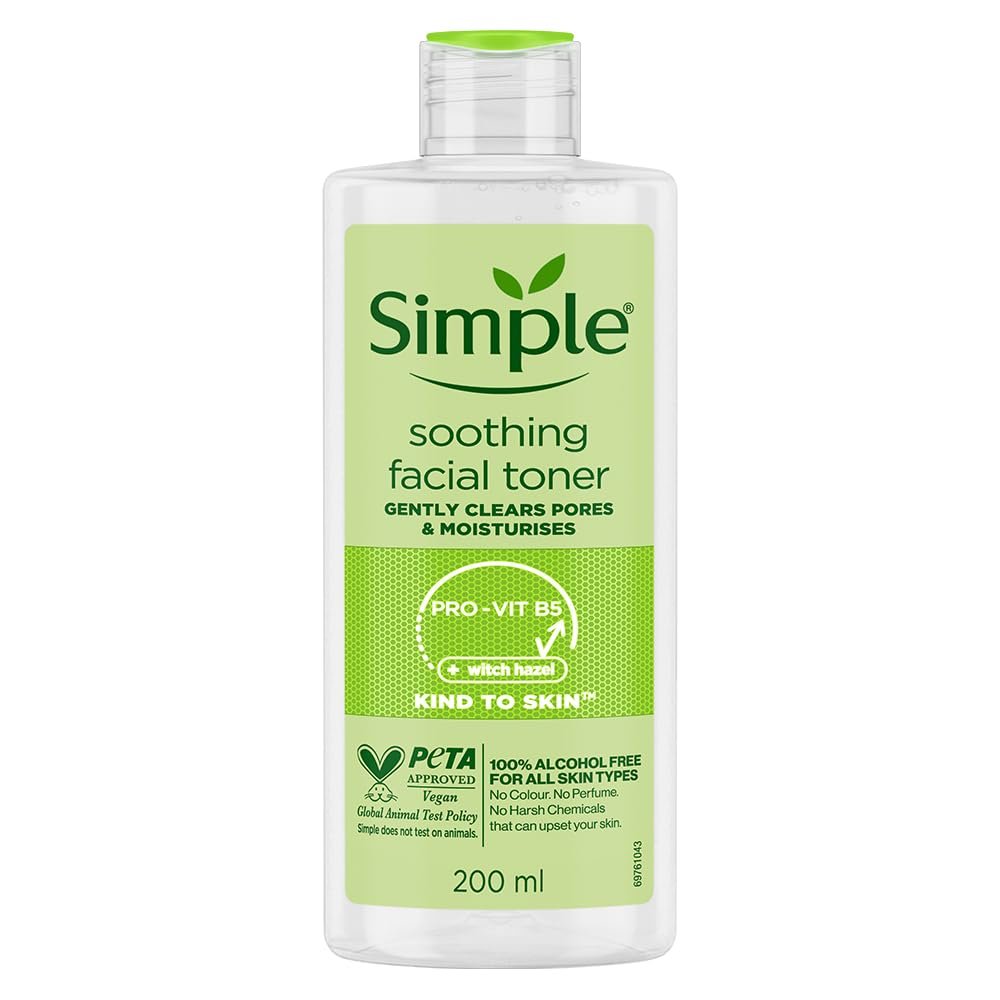 Simple Kind to Skin Soothing Facial Toner 200ml | Keeps skin toned & refreshed and restores the skin's natural PH level | For All Skin types thumbnail