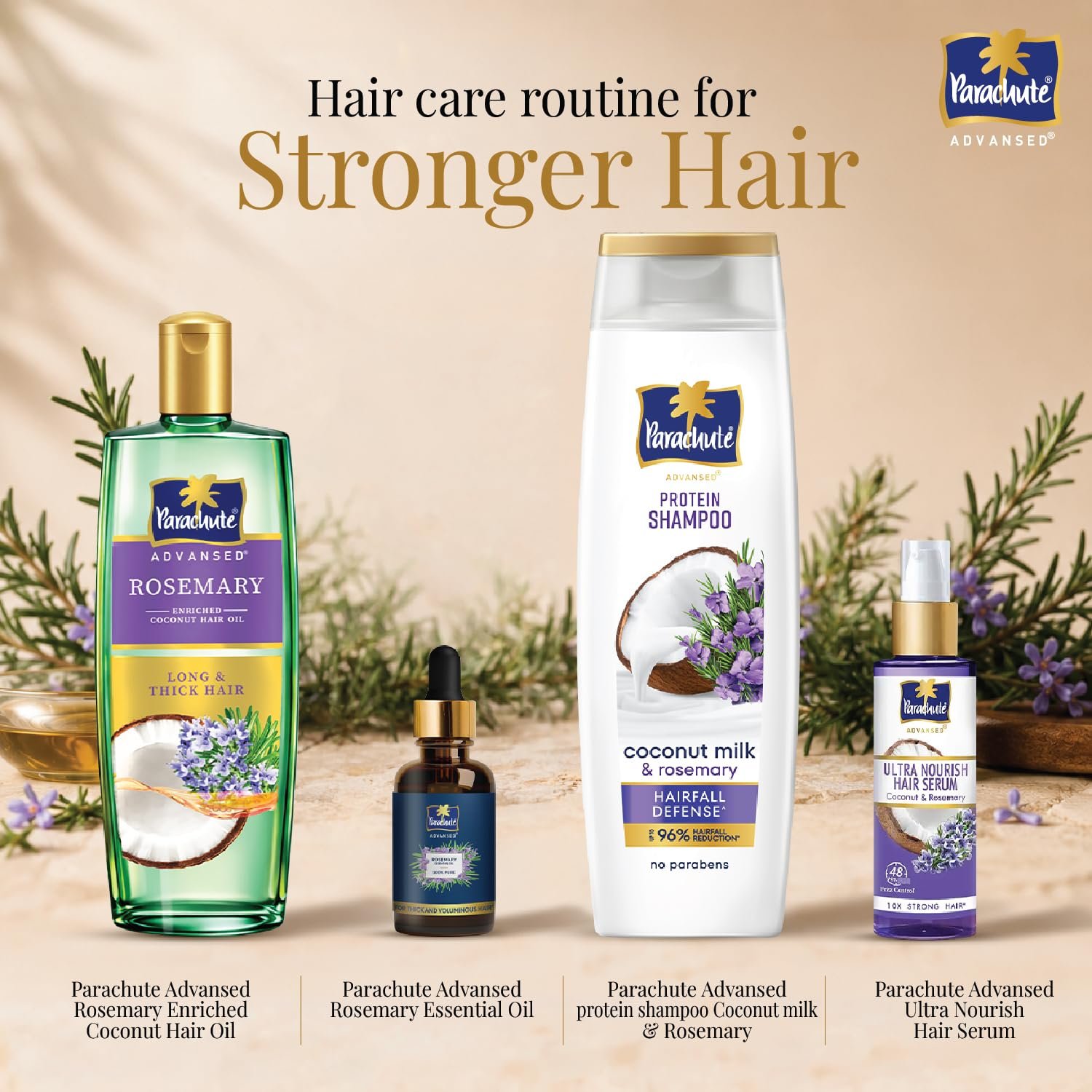 Parachute Advansed Rosemary Essential Oil | 100% Pure | Hair Growth & Hair Fall Control | Thick & Voluminous Hair |14ml thumbnail