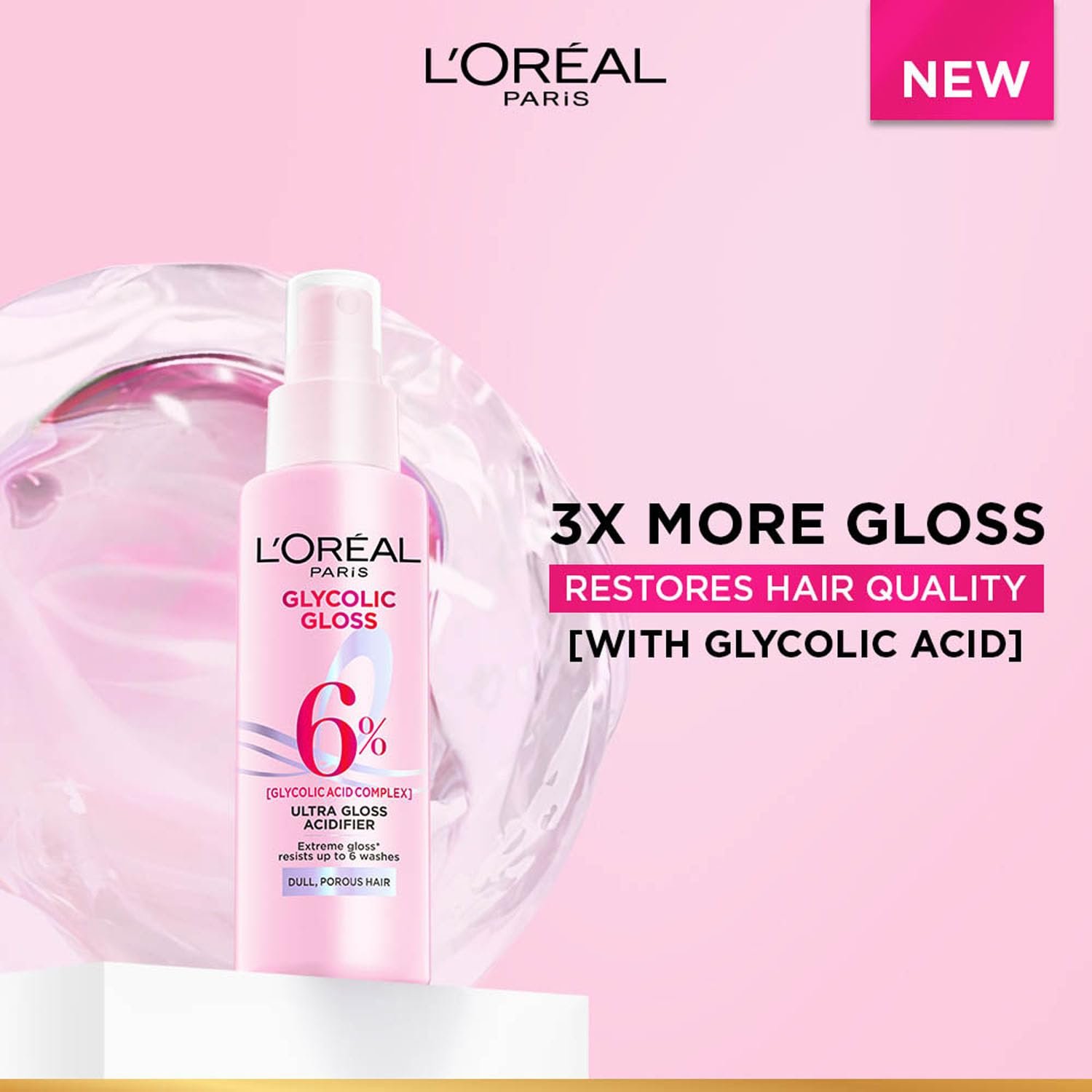 L'Oréal Paris Glycolic Gloss Shine Glazing Acidifier, 100ml thumbnail