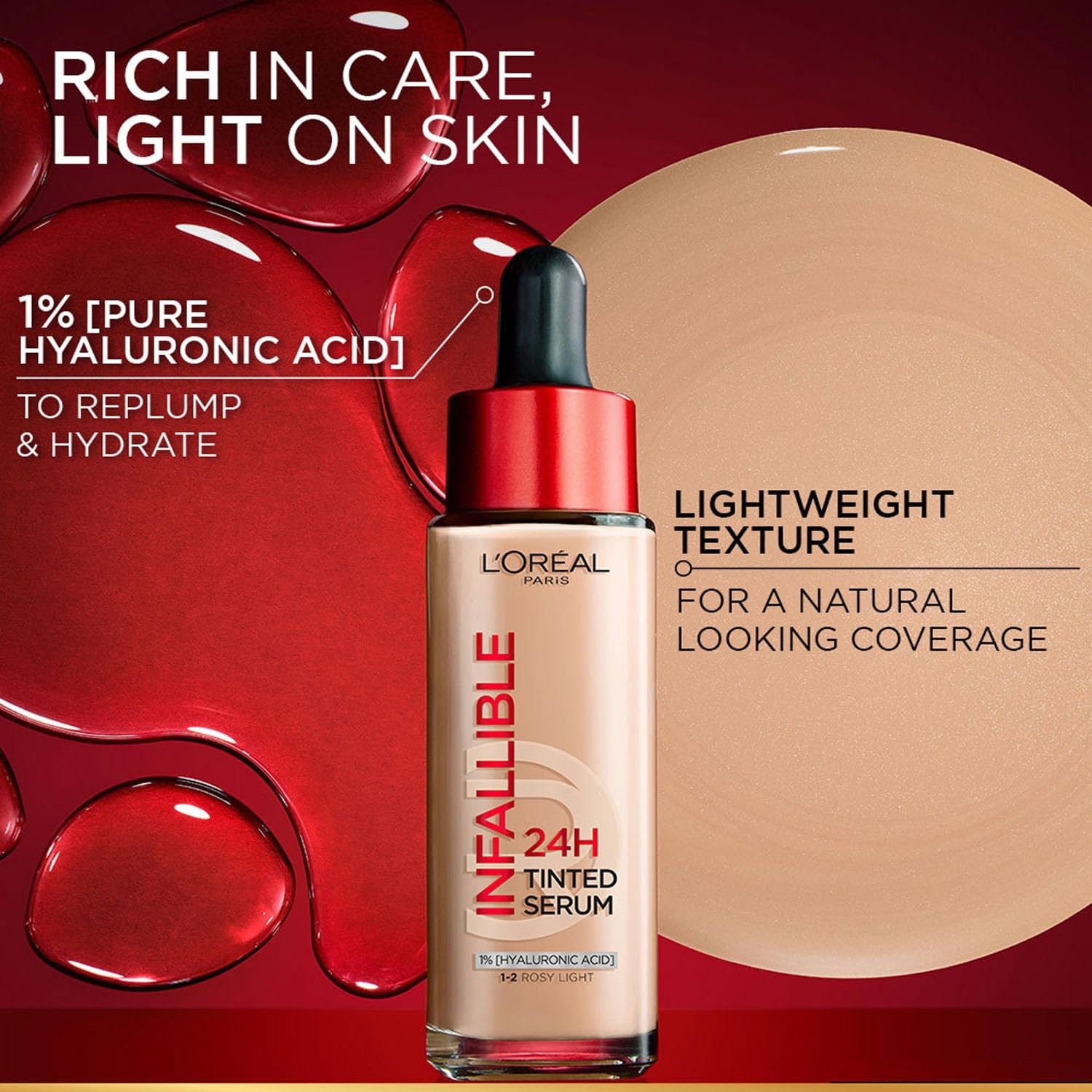 L’Oreal Paris Infallible 24H Tinted Serum Foundation, 1-2 Rosy Light thumbnail