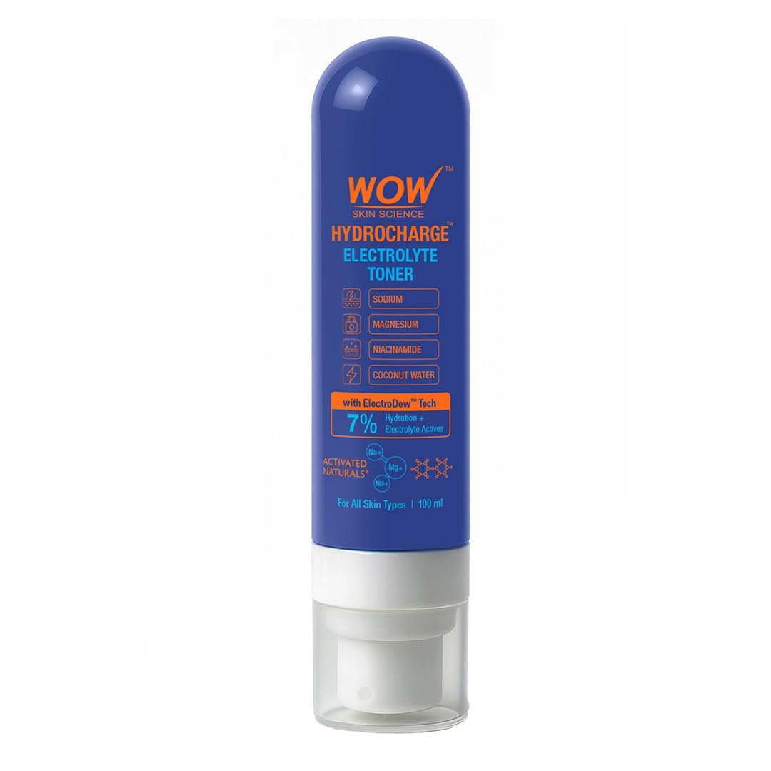 WOW Skin Science HydroCharge Electrolyte Toner with ElectroDew™ Tech | 7% Hydration + Electrolyte Actives | Niacinamide, Coconut Water, Sodium & Magnesium | 100ml