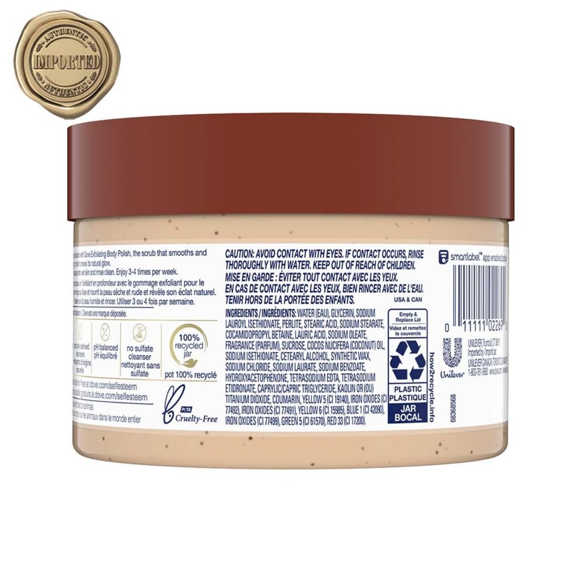 Dove Exfoliating Body Polish Scrub For Dry Skin With Brown Sugar & Coconut Butter, Gently Exfoliates & Moisturizes For Instant Soft & Smooth Skin,  298g thumbnail