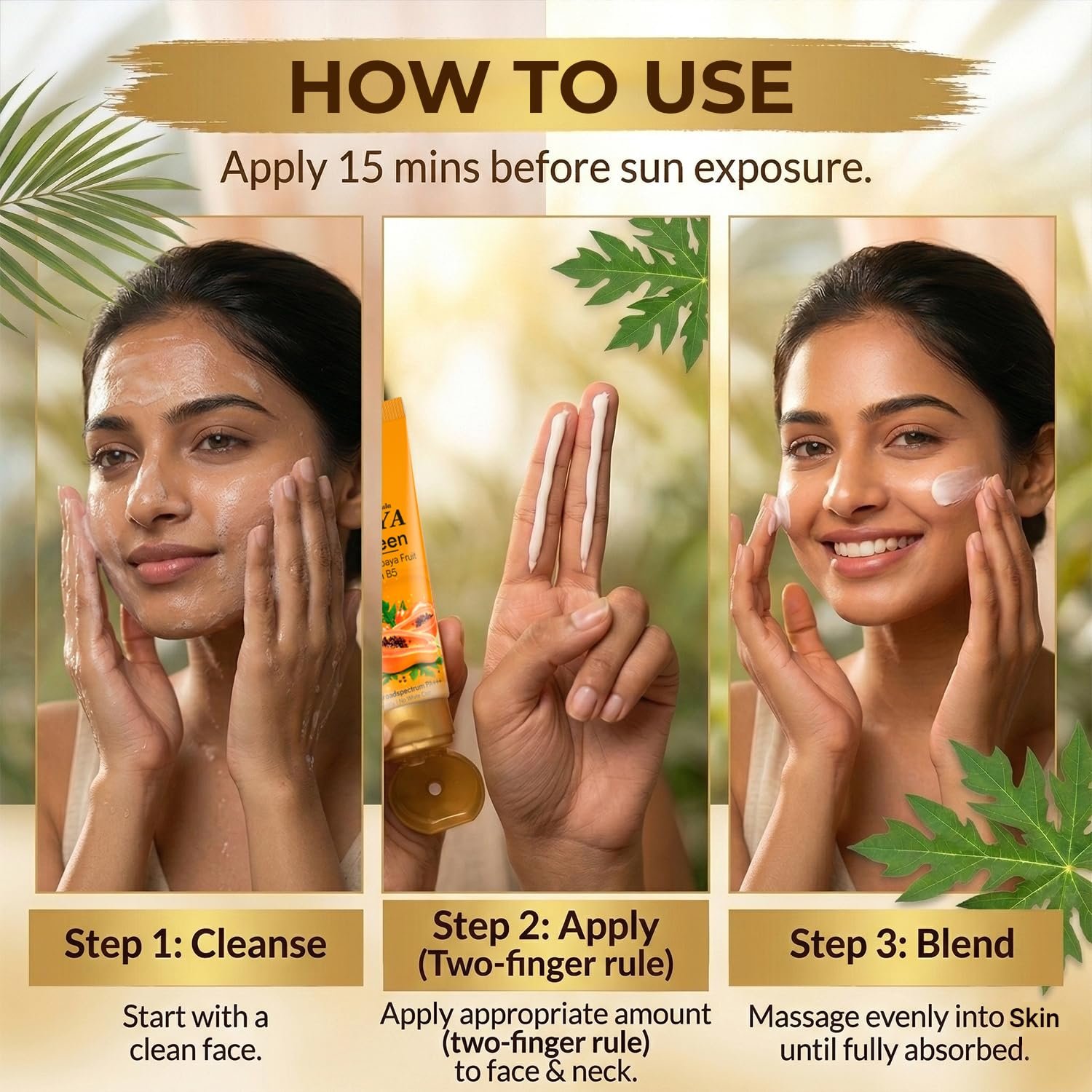 NutriGlow Naturals Papaya Sunscreen SPF 50 PA+++ 100g thumbnail