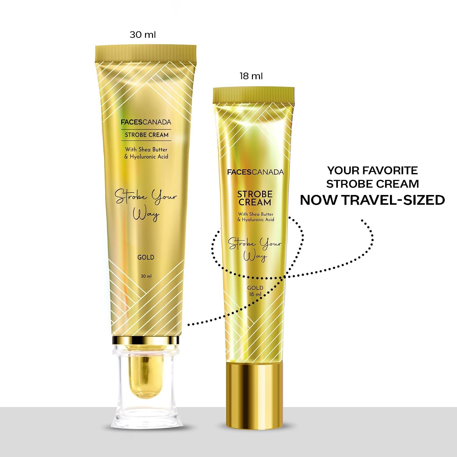 FACES CANADA Strobe Cream Mini- Gold, 18ml | Primer + Highlighter + Moisturizer | Illuminating & Glowing Makeup Base thumbnail