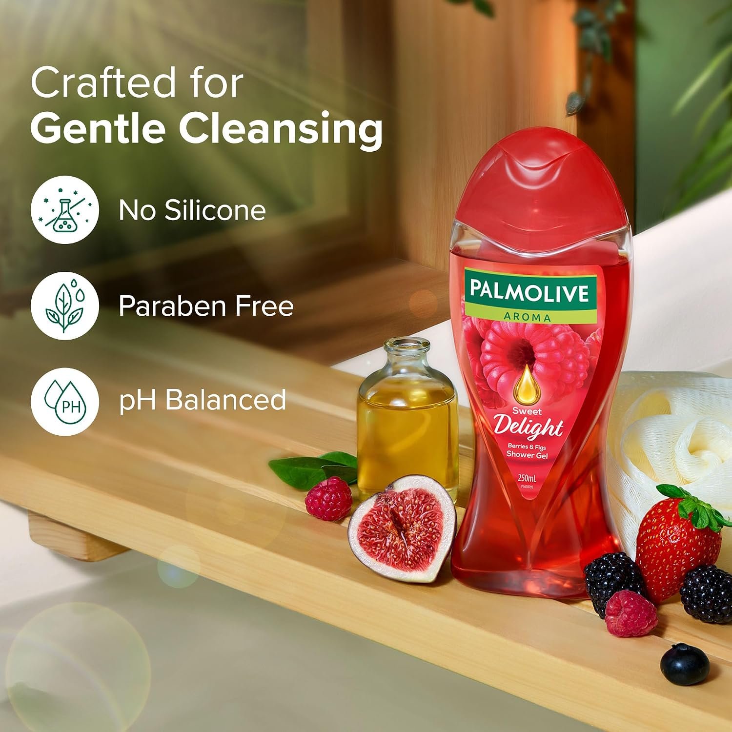 Palmolive Juicy Berries & Figs Aroma Sweet Delight Body Wash | Mood boosting fragrance | Nourishing | For naturally bright skin | No paraben & silicone, pH balanced, Body Wash 250ml thumbnail