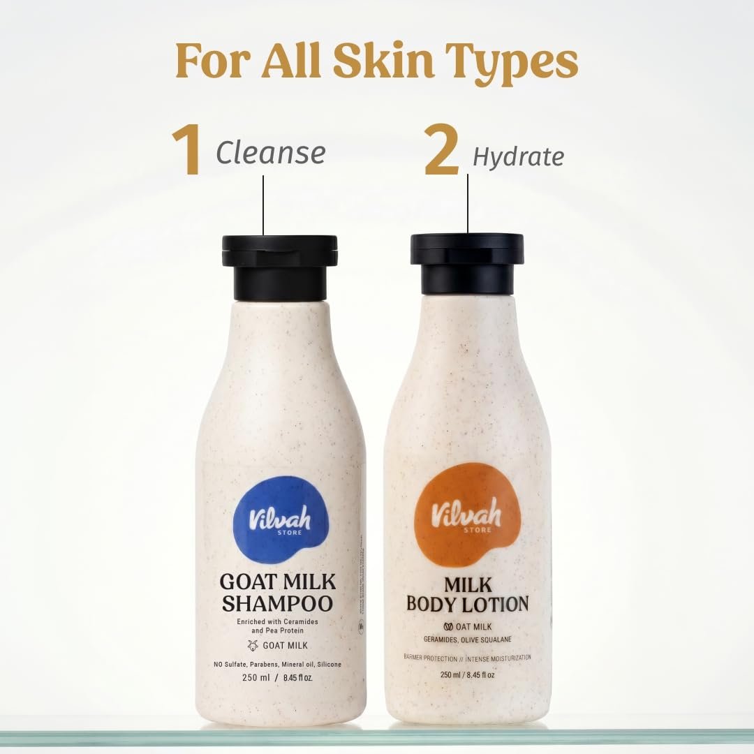Vilvah Milk Body Lotion | 48H Moisturisation & Skin Barrier Repair | Lightweight, Fast-Absorbing Body Lotion with Oat Milk, Ceramides & Olive Squalane | For All Skin Types | Unisex, Toddler- thumbnail