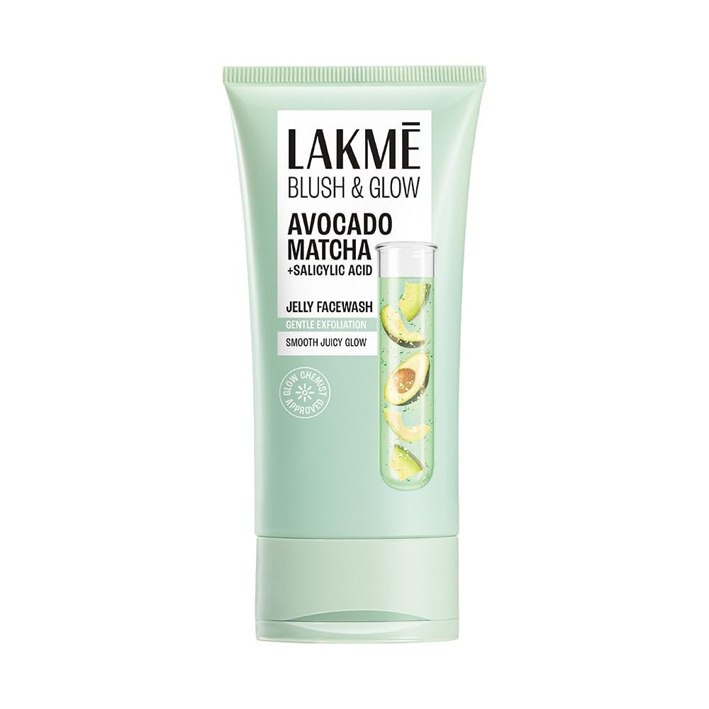 LAKME Blush & Glow, Gentle Jelly Face Wash, 150 g, for Fresh Visible Glow, with Avocado Matcha & Salicylic Acid, Unclogs Pores Effectively, Ideal for Oily & Combination Skin