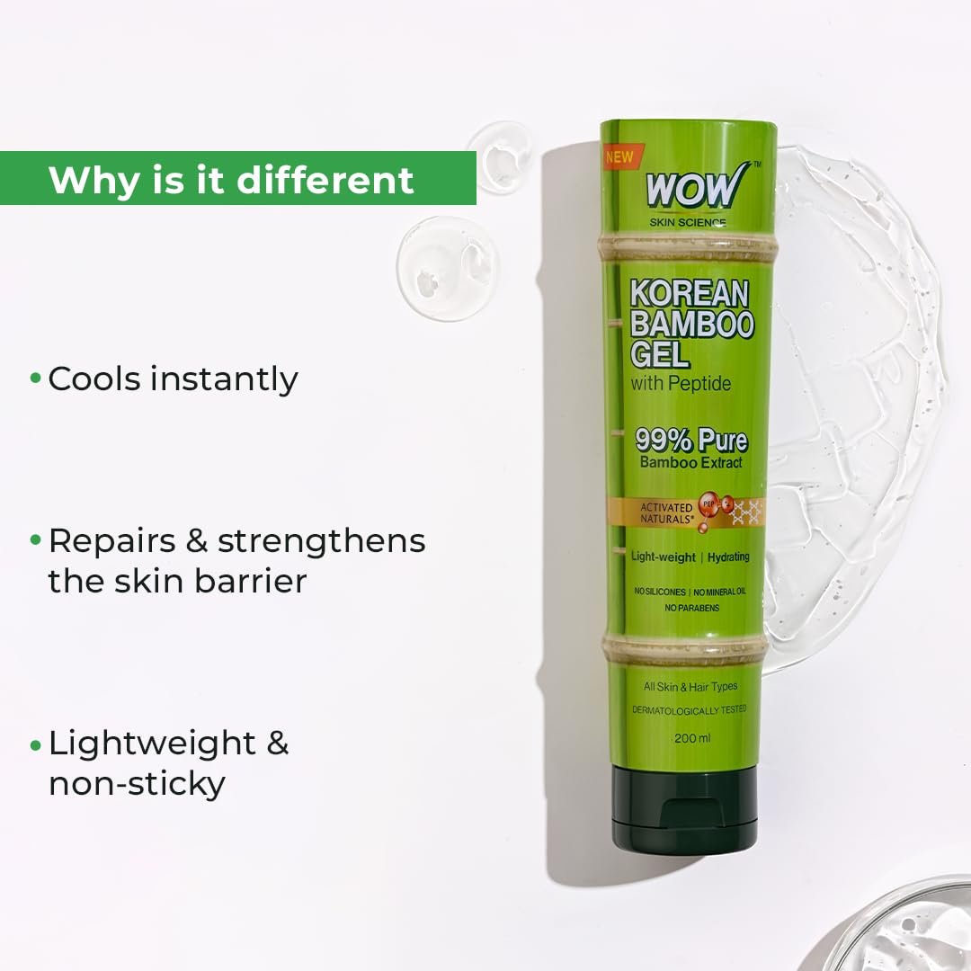 WOW Skin Science Korean Bamboo Gel with Peptide | 99% Pure Bamboo Extract | Lightweight Hydration for Skin & Hair 200ml thumbnail