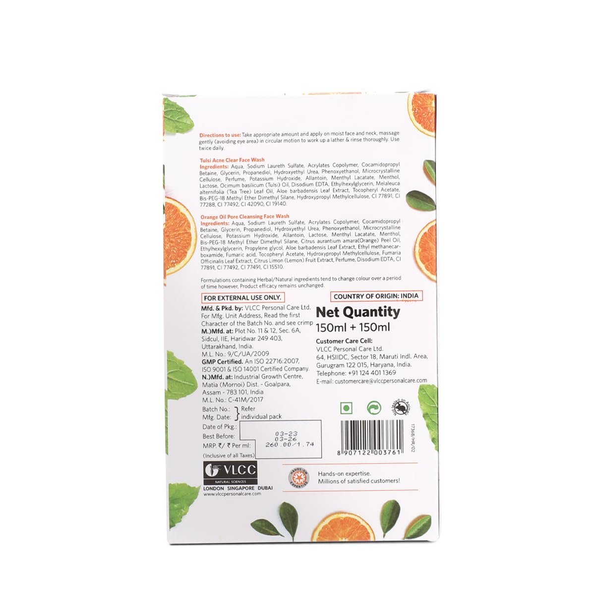 VLCC Tulsi Acne Clear + FREE Orange Oil Pore Cleansing Facewash - B1G1 - 150ml X 2 | Anti-Acne and Oil Control Facewash | Deep cleansing | Paraben Free thumbnail