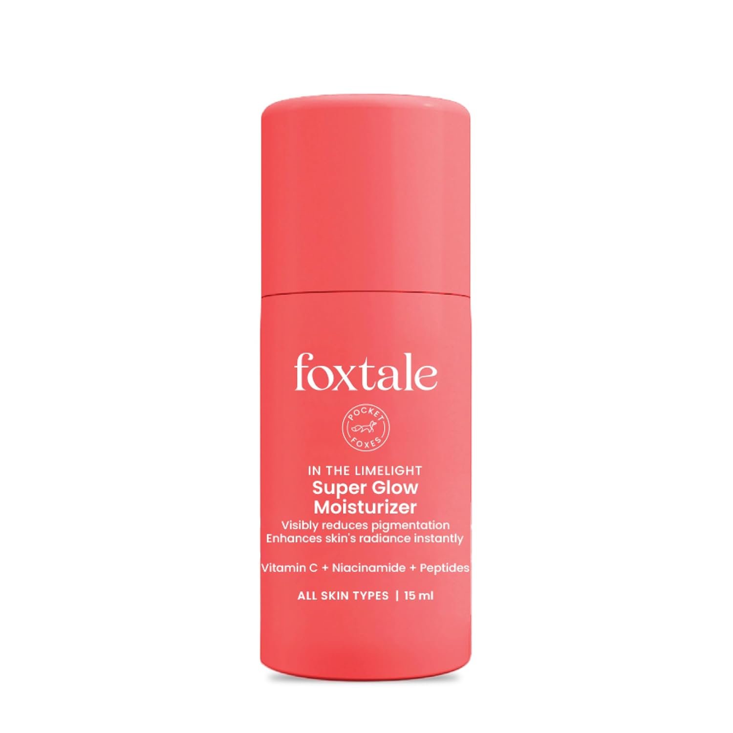 Foxtale Vitamin C Super Glow Moisturizer with Niacinamide & Peptides, Visibly Reduces Pigmentation, Enhances Skins Brightness Instantly, For All Skin Types, Women & Men - 15ml, Cream