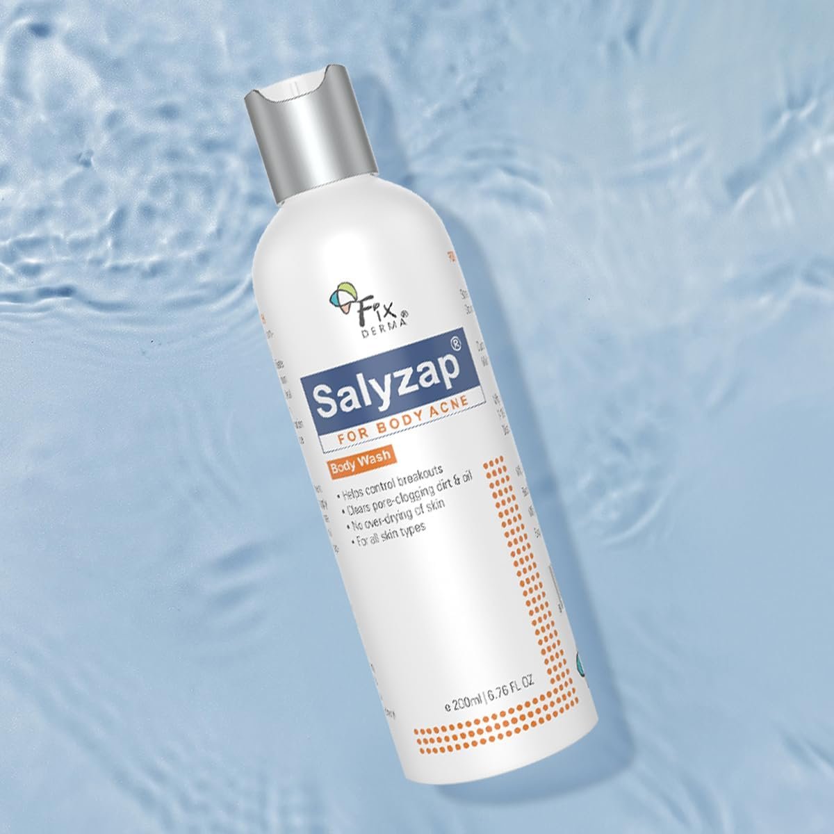 Fixderma Salyzap 2% Salicylic Acid Body Wash For Acne | Exfoliating Bodywash | Anti Acne Body Wash on Back & Arms for Acne Prone Skin | Helps in Control Brekouts, Unclogs Pores - 200ml thumbnail