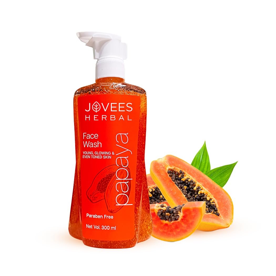 Jovees Herbal Papaya Face Wash For Glowing and Clear Skin with Papaya & Bilberry fruit Ext | Gentle Cleanser For Brightens Skin, Removes Pigmentation & Dark Spots | 300ml