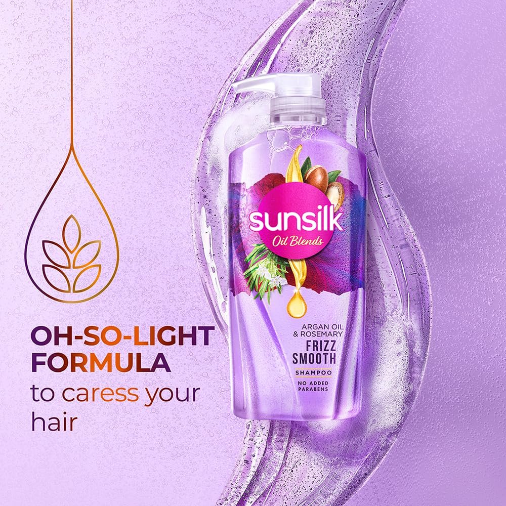 Sunsilk Argan Oil & Rosemary Frizz Smooth Oil Blends Shampoo | for Frizzy Hair | with No Added Parabens | 700 ML thumbnail