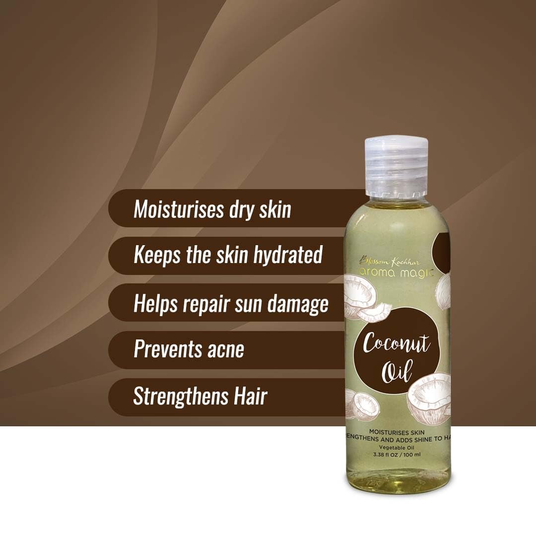 Aroma Magic Coconut Oil Hydrates & moisturises your skin, strengthens hair with shine, & heals burns, wounds and infections -100ml thumbnail