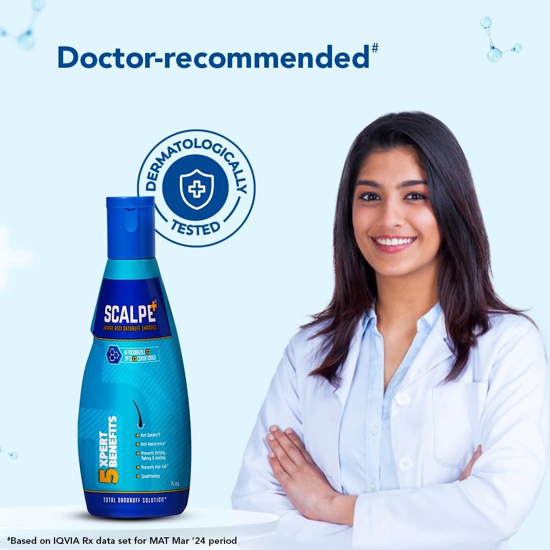 Scalpe+ Expert - Bottle of 75ml Anti Dandruff Shampoo for Men and Women with Ketoconazole and ZPTO thumbnail