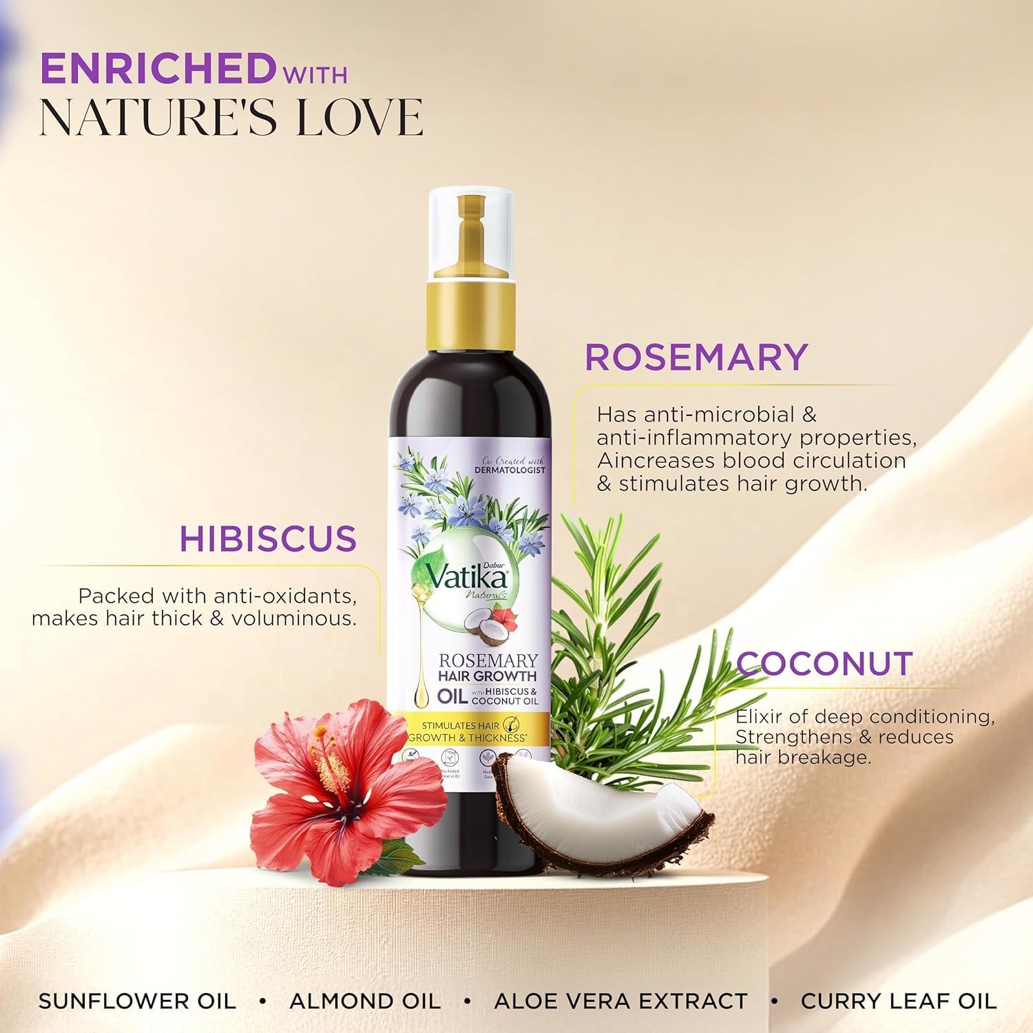 DABUR Vatika Rosemary Hair Growth Oil With Hibiscus & Coconut Oil - 100Ml | Stimulates Hair Growth And Thickness | Reduces Hair Fall | Co-Created With Dermatologist | thumbnail