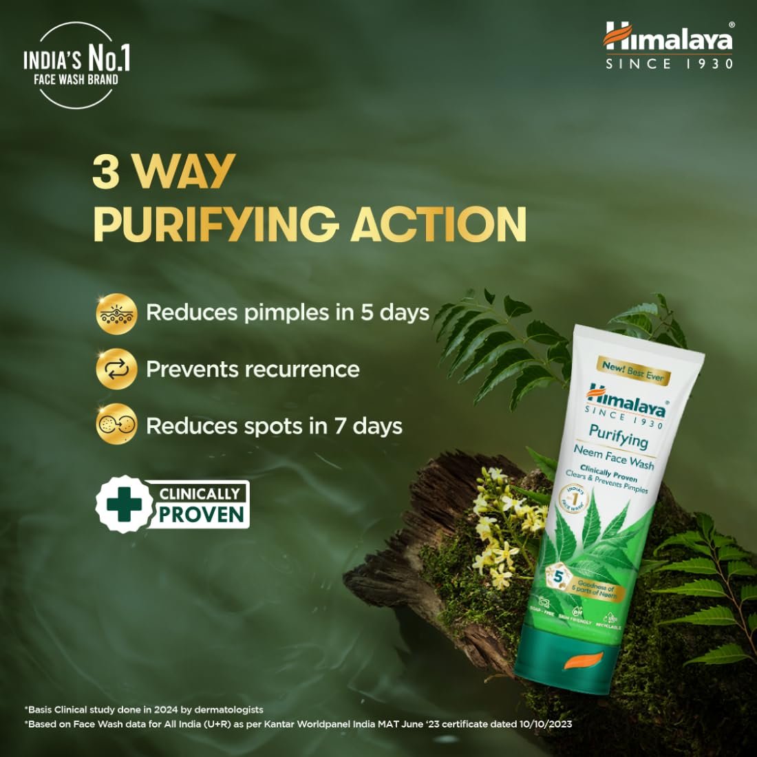 Himalaya Purifying Neem Face Wash|Clinically proven to fight against acne and pimples|Gently cleanses| For both men and women|100 ml thumbnail