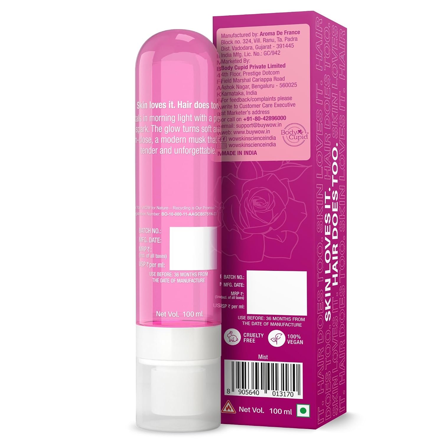 WOW Skin Science Petal Muse Body & Hair Perfume Mist for Women | Feminine Floral Rose Musk with Niacinamide | 100ML thumbnail