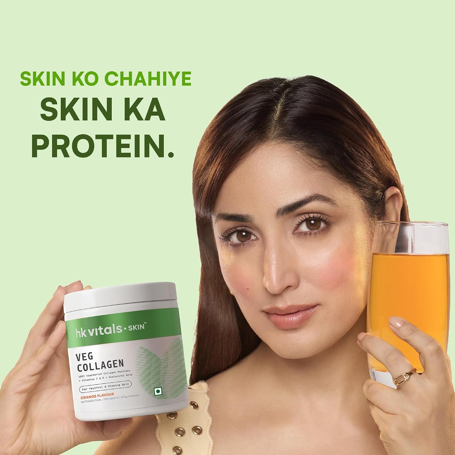 hk vitals Veg Collagen Supplement Powder, Orange, 200g Collagen Peptides with Vitamin C, E | For Healthy Skin, Hair & Nails thumbnail