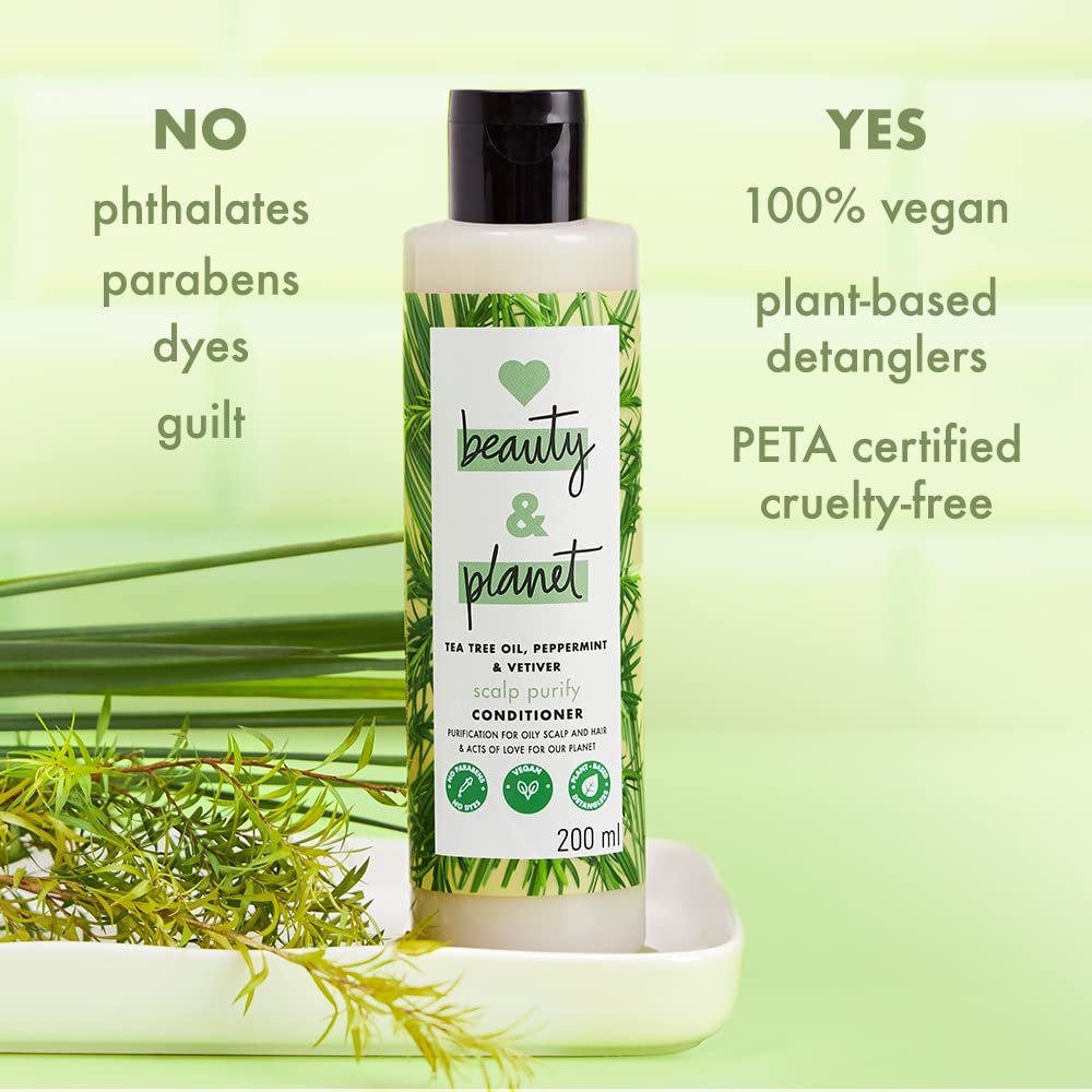 Love Beauty and Planet Tea Tree, Peppermint & Vetiver Conditioner, Nourishing & Refreshing Hair Care, Paraben-Free & Dye-Free Formula, 200ml thumbnail