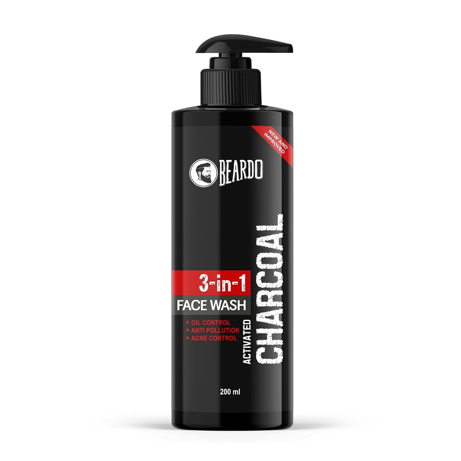 Beardo 3-in-1 Activated Charcoal Face Wash| Deep Cleanse, Exfoliate & Detoxify | Oil Control Face wash for men 200ml