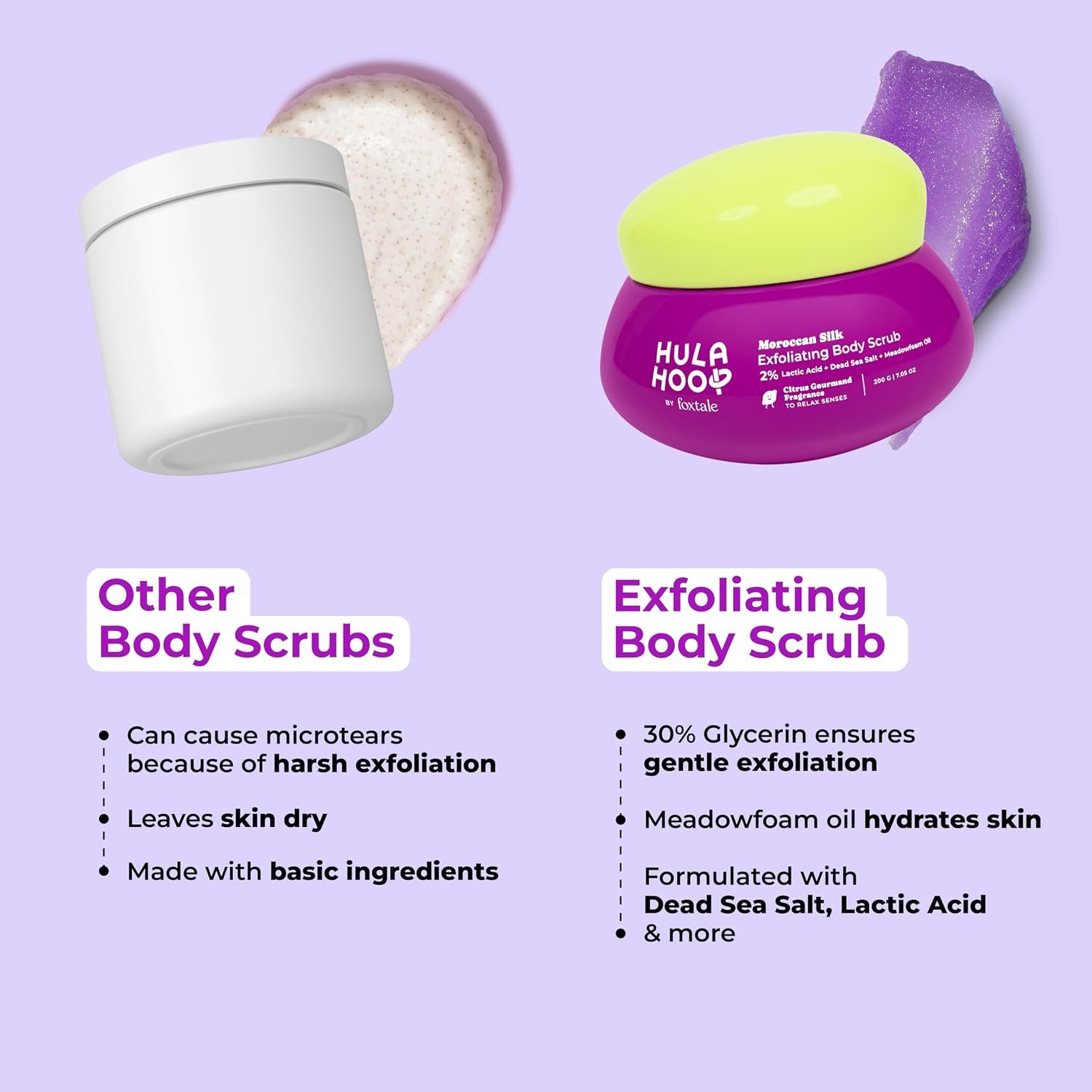Hula Hoop Exfoliating Body Scrub by Foxtale | Smoothes Skin & Fades Tan | Dead Sea Salt + Perlite + Lactic Acid | Prevents Strawberry Skin | Hydrates & Nourishes Skin Barrier thumbnail