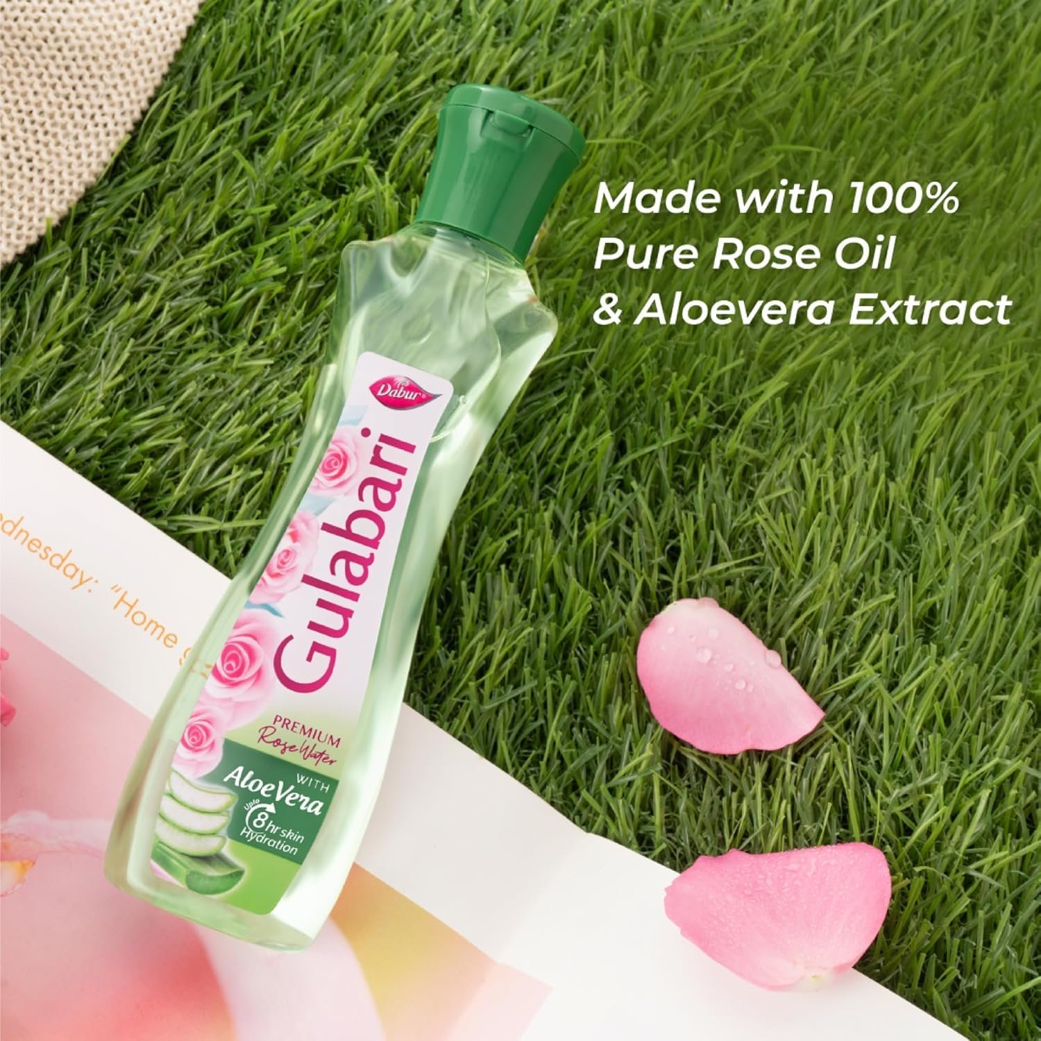 Dabur Gulabari Premium Rose Water with Aloe Vera - 400 ml | Upto 8 HR Skin Hydration | Cleanses, Tones and Moisturises Skin | For All Skin Types thumbnail