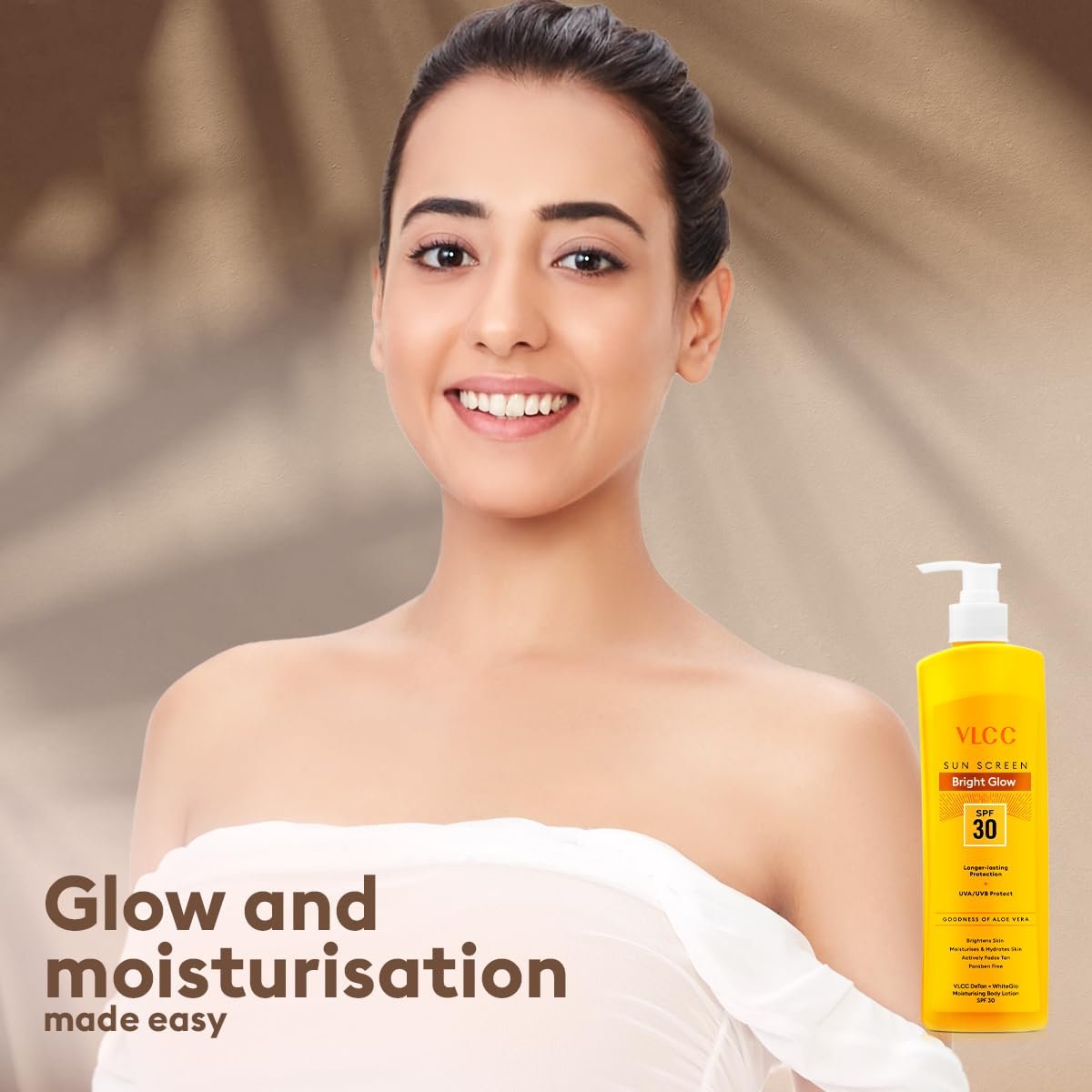 VLCC Bright Glow Sunscreen Body Lotion SPF 30 PA+++ | Brightens and Moisturises Skin. With Cocoa & Shea Butter, Aloe vera & Almond Oil. thumbnail