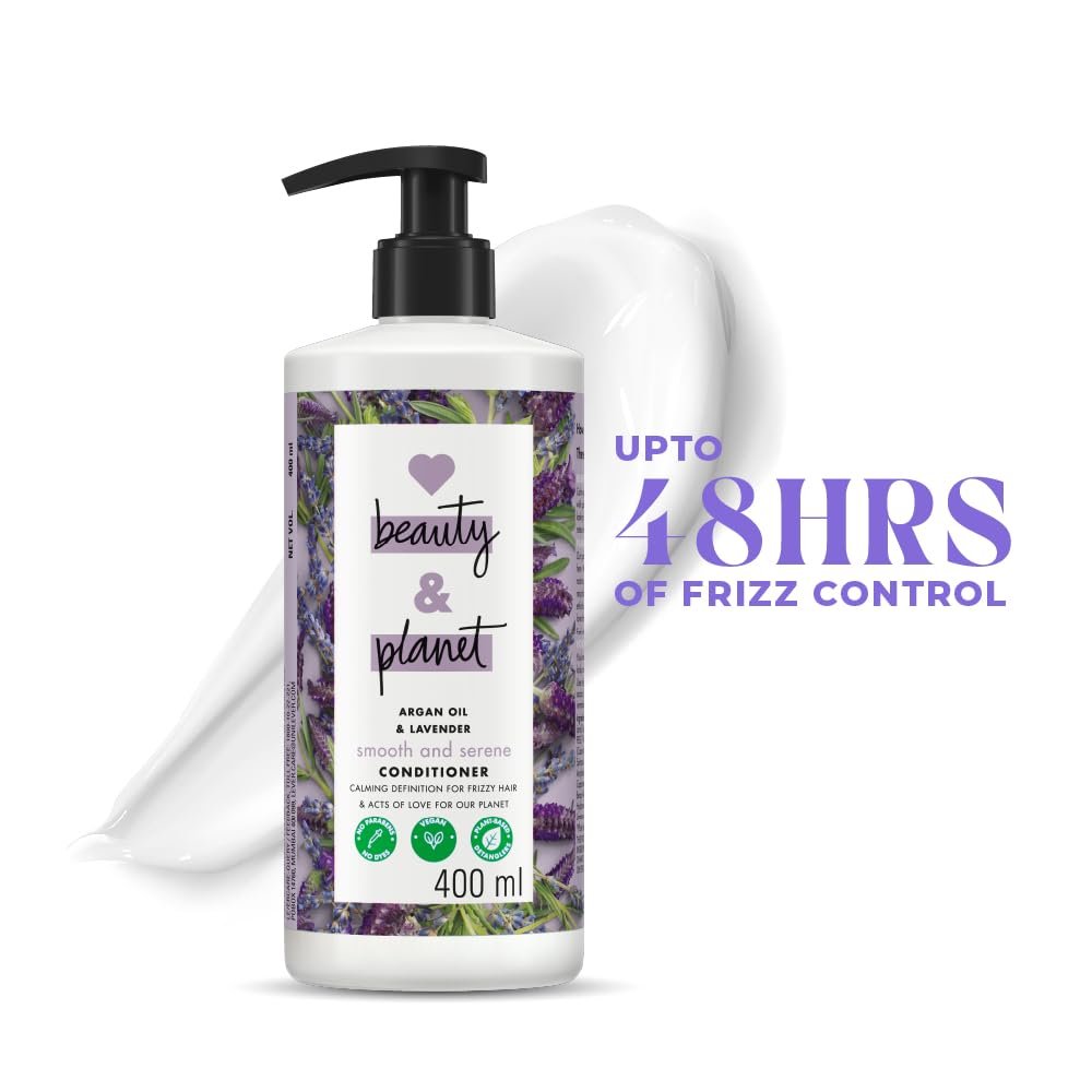 Love Beauty and Planet Argan Oil and Lavender Natural Conditioner for Dry & Frizzy Hair|No Sulfates,No Paraben|400 Millilitre thumbnail