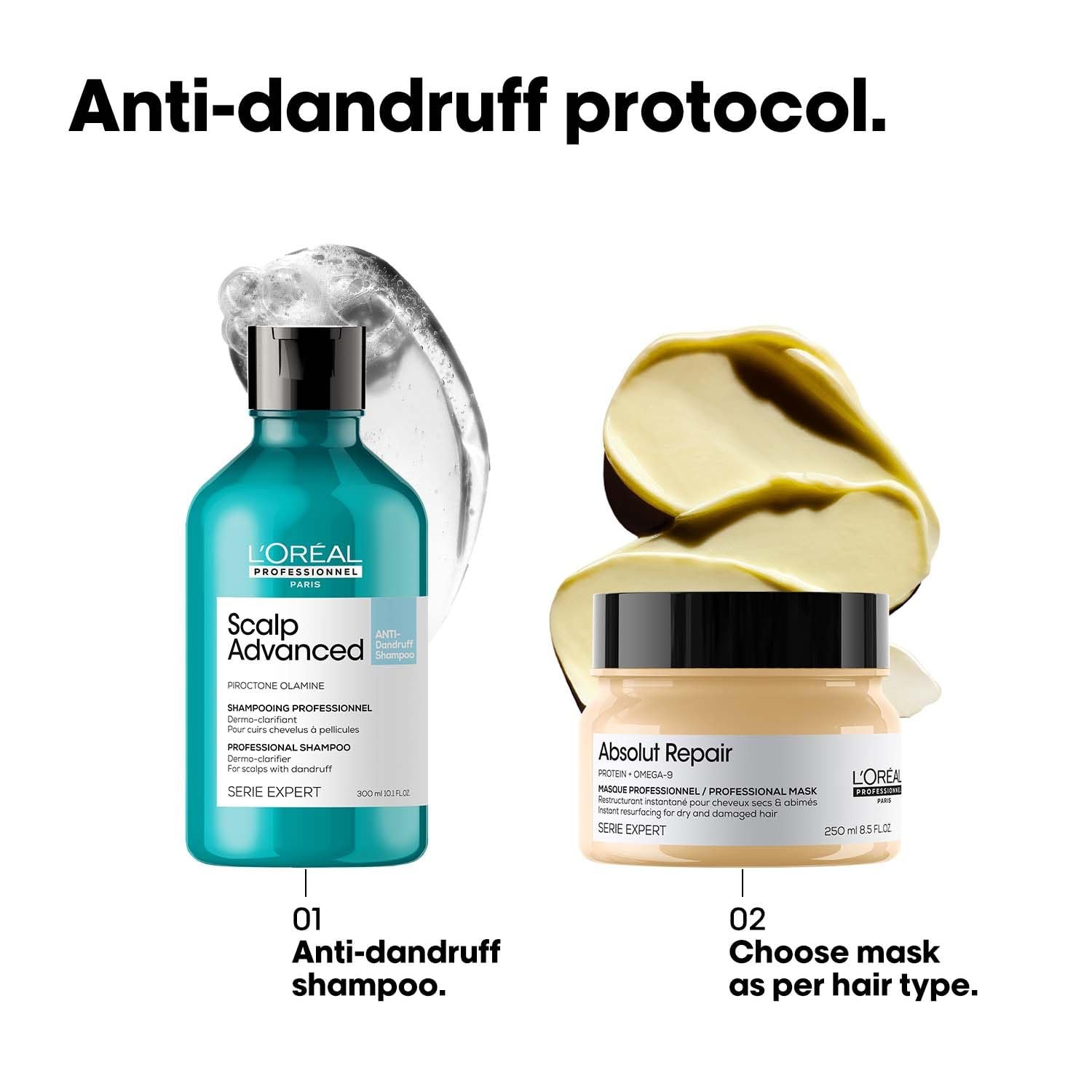 L’Oréal Professionnel Scalp Advanced Anti-Dandruff Dermo-Clarifier Shampoo 300ml | Removes Dandruff & Gently Clarifies the Scalp with Piroctone Olamine | For Men & Women. thumbnail