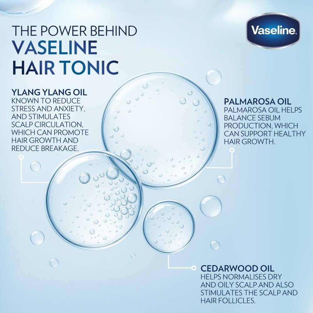 Vaseline Hair Tonic & Scalp Conditioner | Smoothes Hair | Locks In Moisture | Non-Greasy Shine | 200 ML thumbnail