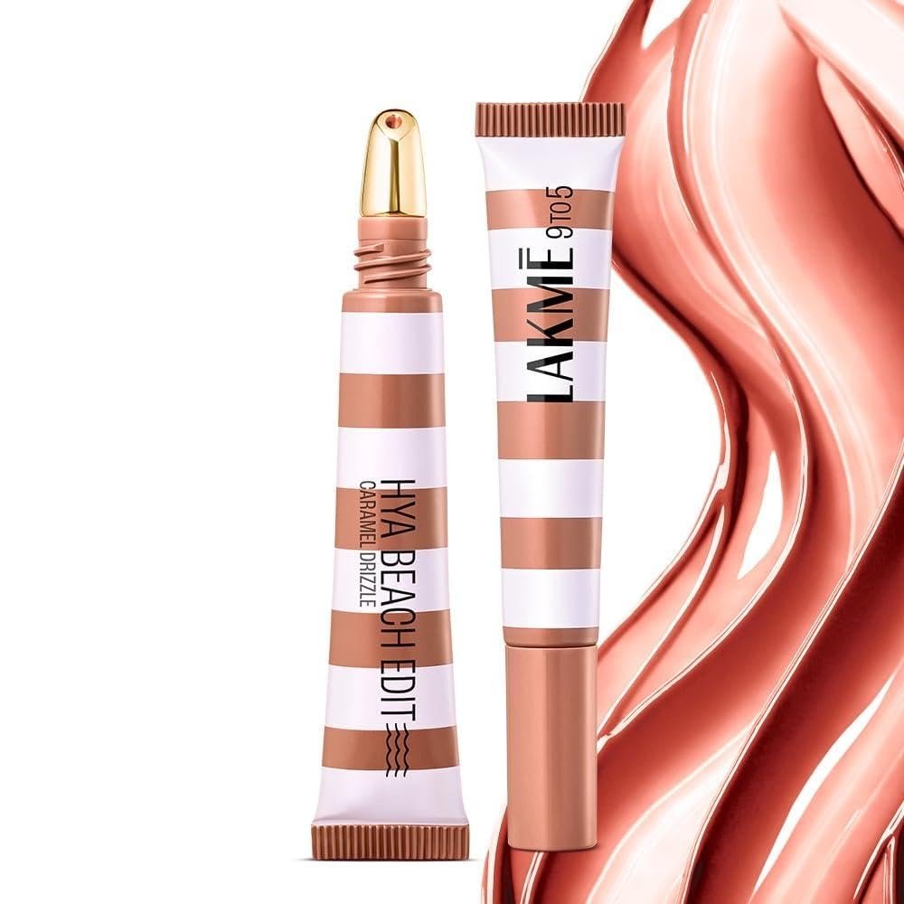 Lakme 9to5 Hya Beach Edit Lip Gloss Stain - 3 Caramel Drizzle, Long Lasting Stain, For Soft and Nourished Lips, with Linoleic Acid & Hyaluronic Acid, SPF 15, Non-Sticky and Lightweight, 10ml thumbnail