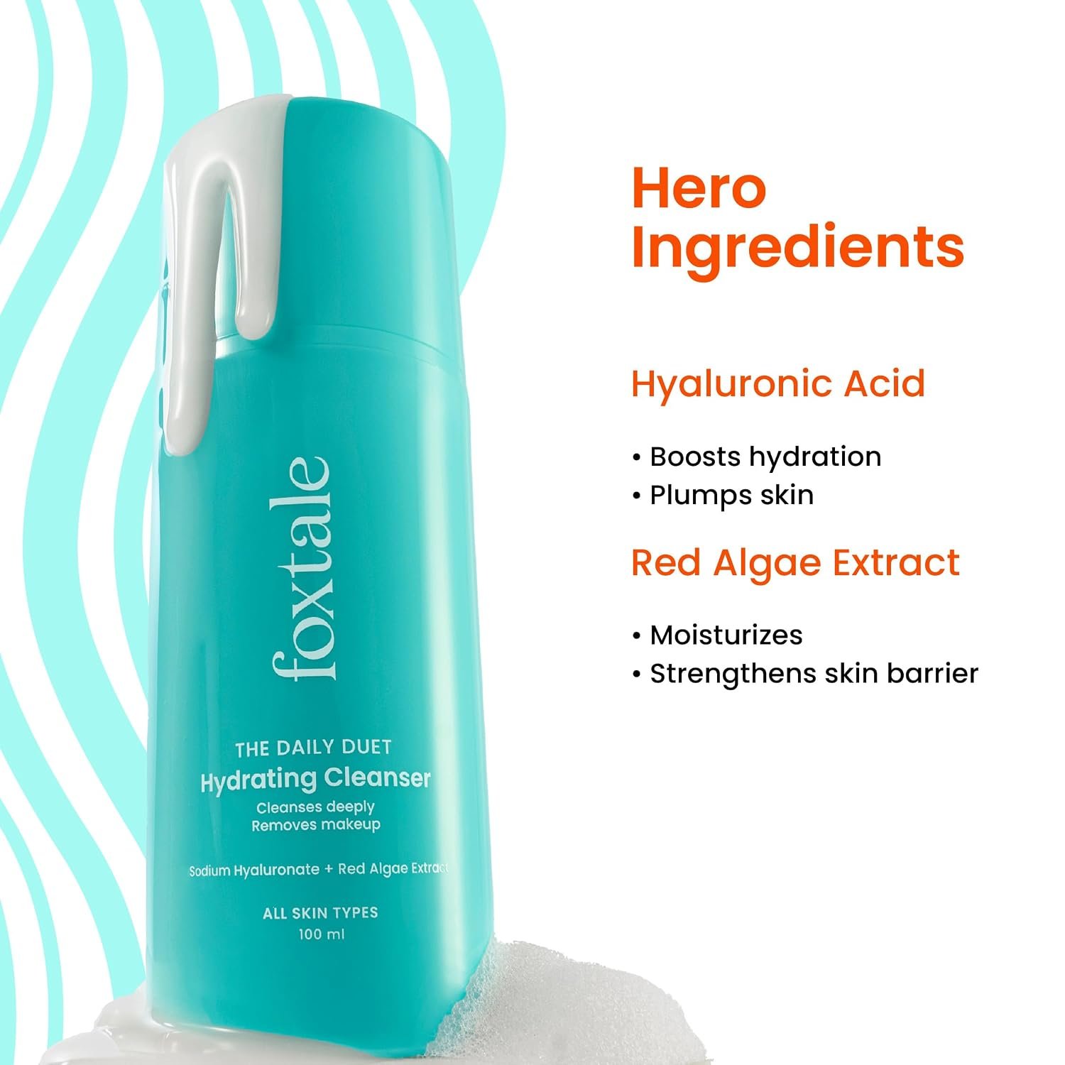 Foxtale Gentle Hydrating Face Wash with Hyaluronic Acid, Vitamin B5 | Deep Pore Cleansing | Dirt Control | Make-up Remover | Cleanser For Men & Women | All Skin Types | 100 ml thumbnail