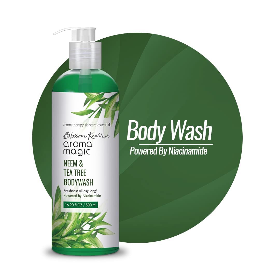 Aroma Magic Neem & Tea Tree Body Wash Pwrd by 5% Niacinamide | Removes harmful bacteria, protects with anti-microbial & antioxidant properties with neem oil 250ml