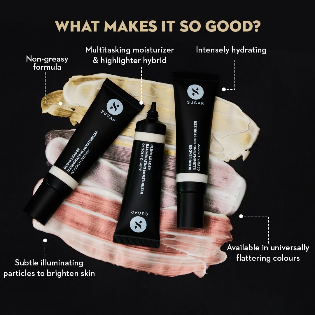 SUGAR Cosmetics Bling Leader Illuminating Moisturizer with Kojic Acid | Strobe Cream + Highlighter | 2-in-1 Glow Cream for Indian Skin | Dewy Finish | 50ml - 01 Gold Diggin thumbnail