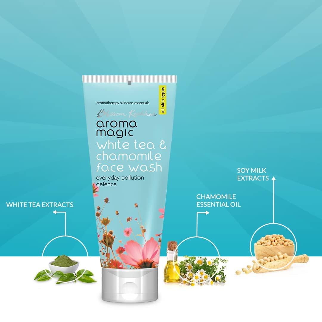 Aroma Magic Pollution Defence Face Wash with White Tea & Chamomile – Deep Pore Cleanser with Soya Milk & Exfoliating Micro Beads for All Skin Types, 100ml thumbnail