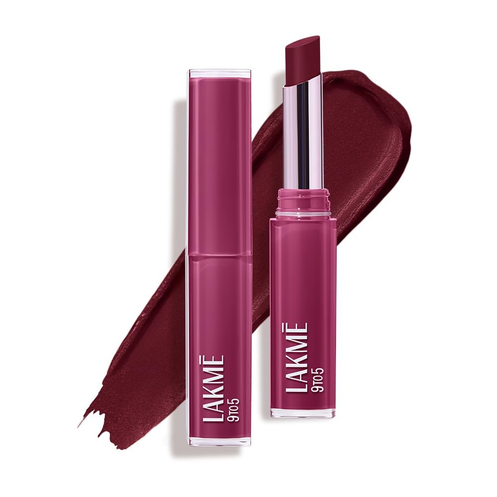 Lakme 9to5 Lip Tattoo Matte Slim Stick, Deep Wine, 2g, for Intense Color and Full Coverage, with Bakuchiol and Vitamin E, Smudgeproof and Waterproof, Long-Lasting Lipstick for Women
