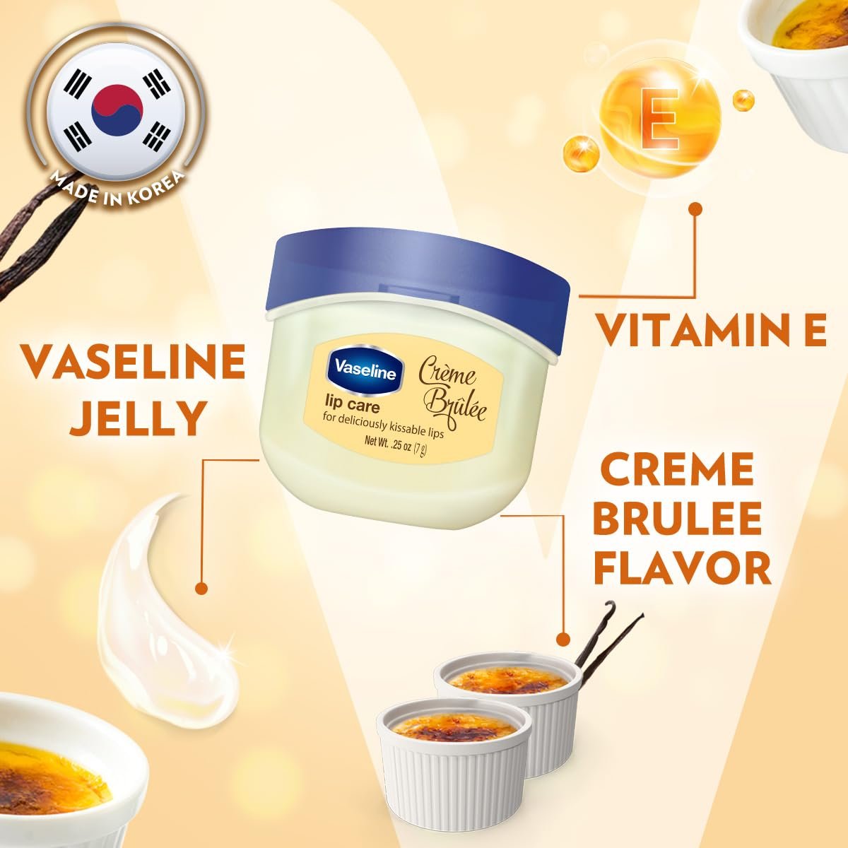 Vaseline Lip Therapy Crème Brûlée | Flavoured Balm for Smooth & Kissable Lips | 72Hr Moisturization | Sweet Dessert Fragrance | 7g thumbnail
