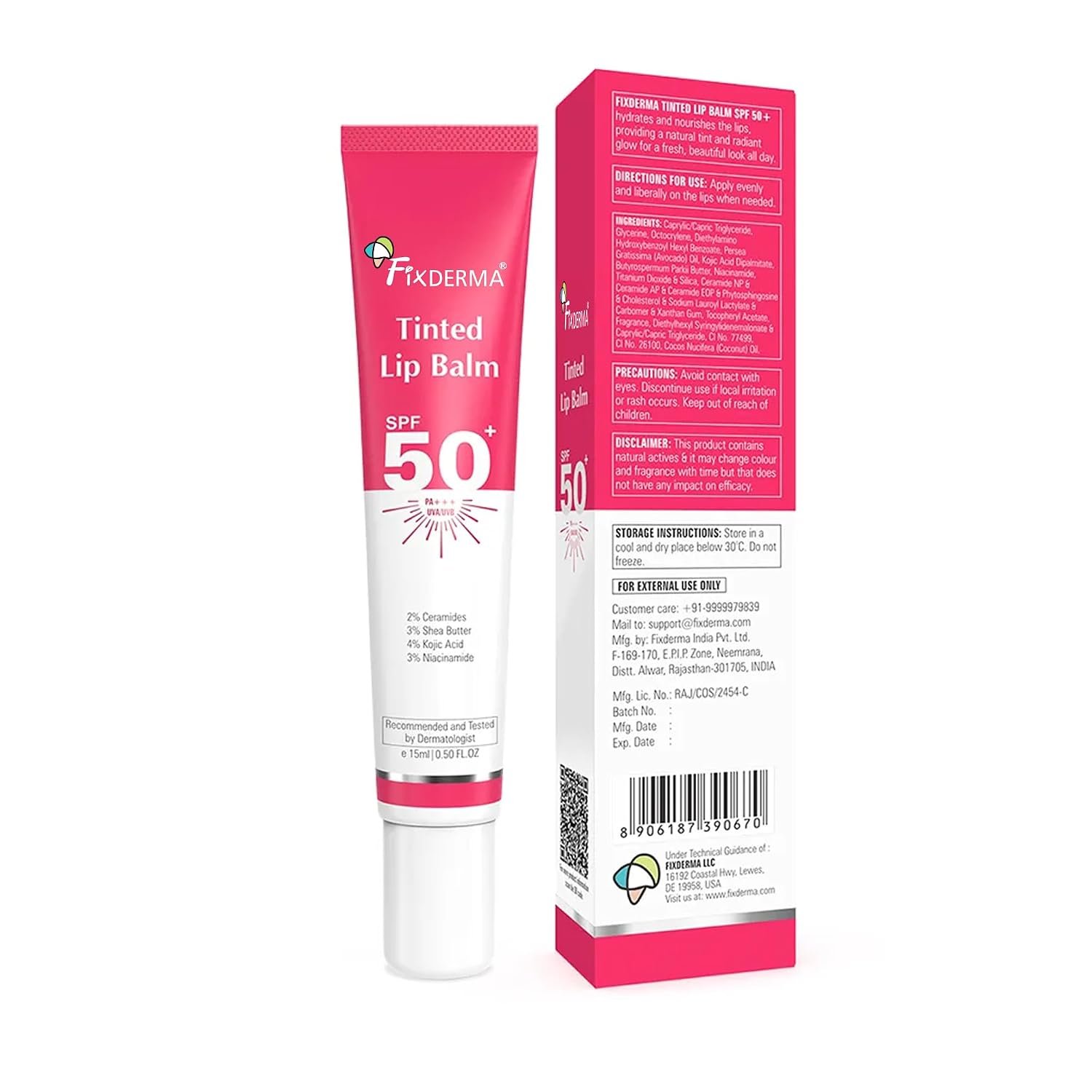 Fixderma Tinted Lip Balm With Vitamin C And Vitamin E | Lip Balm For Dark & Dry Lips & Chapped Gloss For Women & Men - 15ml thumbnail
